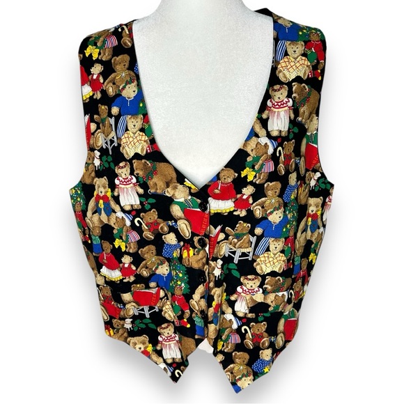 Vintage Saddle River Teddy‎ Bear Christmas Vest - Women’s Size 1X - Picture 1 of 5